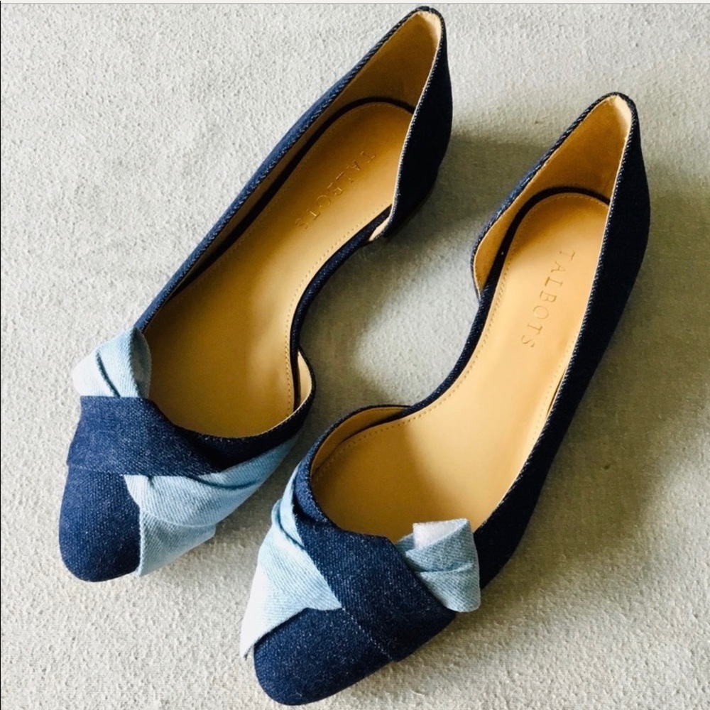 Talbots Edison D’Orsay Denim Flats, NWT size 7